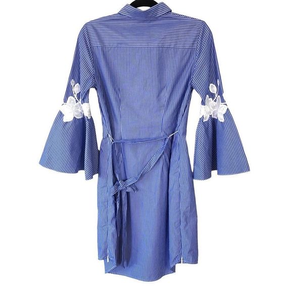 Anne Fontaine | Veleda Shirt Dress Blue White Stripe Button Up - Picture 3 of 9